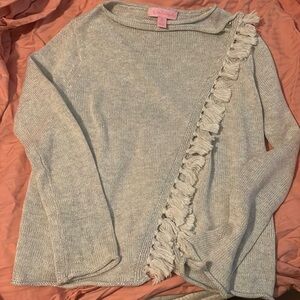 Lilly Pulitzer knit cardigan with fringe and silver sparkles.  Ne condition!